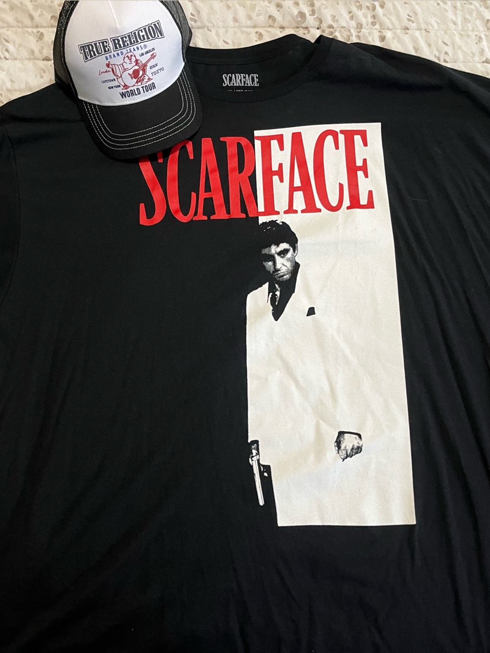MAD Engine Scarface Graphic Tee in Black, Red & White